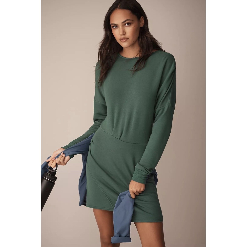 Anthropologie Daily Practice Long Sleeve Mini Dress Womens Large Green Travel